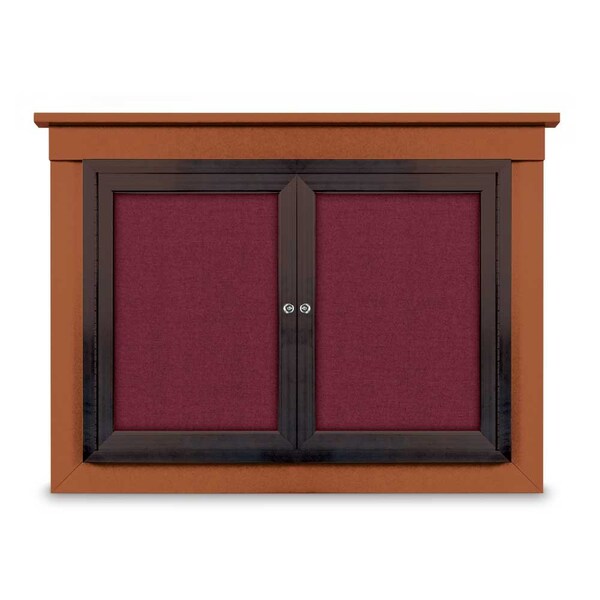 24"x36" 1-Door Enclosed Letterboard, Header, Green Vinyl/Cherry